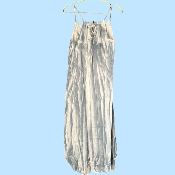 REVOLVE Krisa High-Low Linen Halter Tie Maxi Dress, White/Steel Blue. Small. NWT - Picture 10 of 16